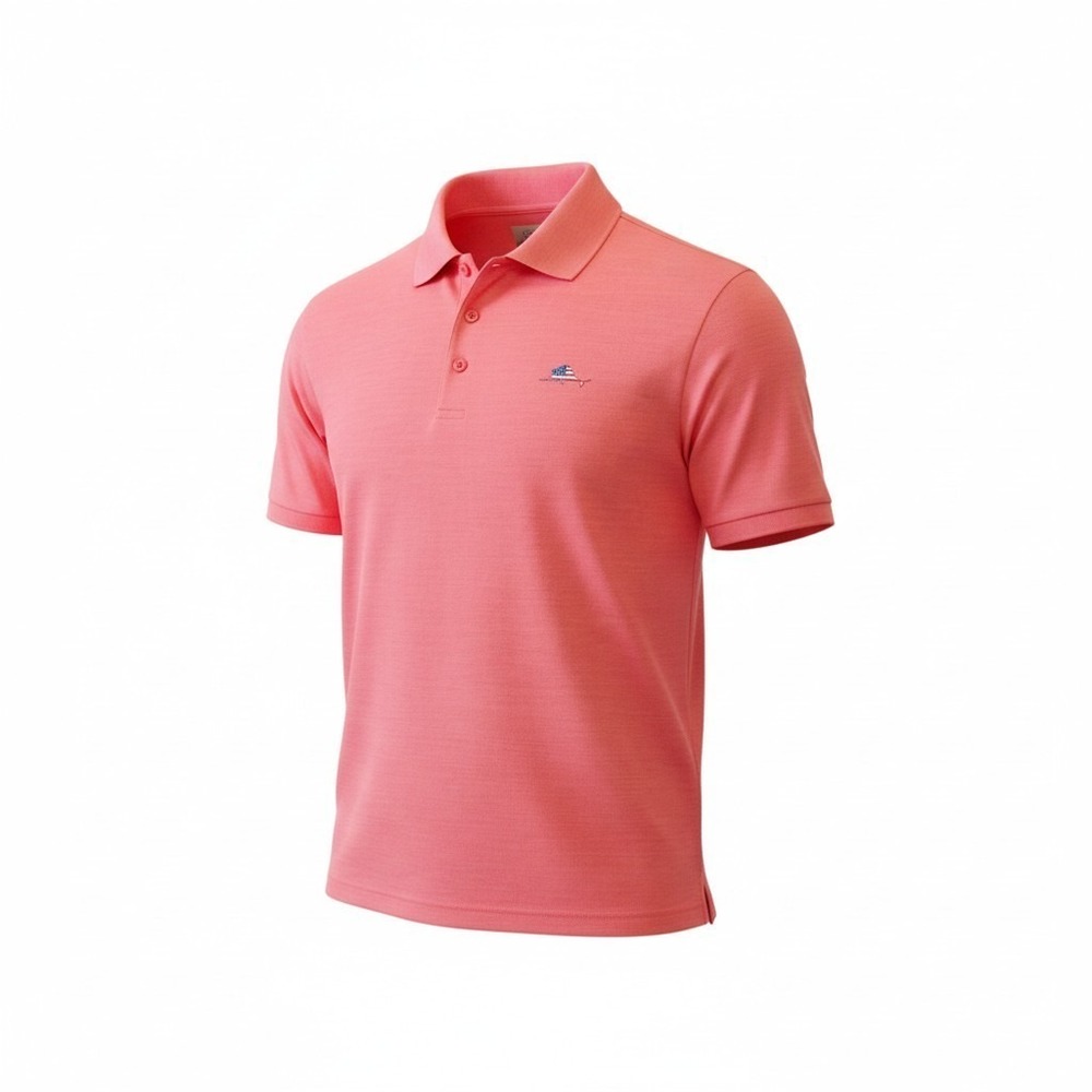 Ocean & Coast Men's XL Polo Shirt Pink Peach USA Flag Fish Golf Pullover Casual
